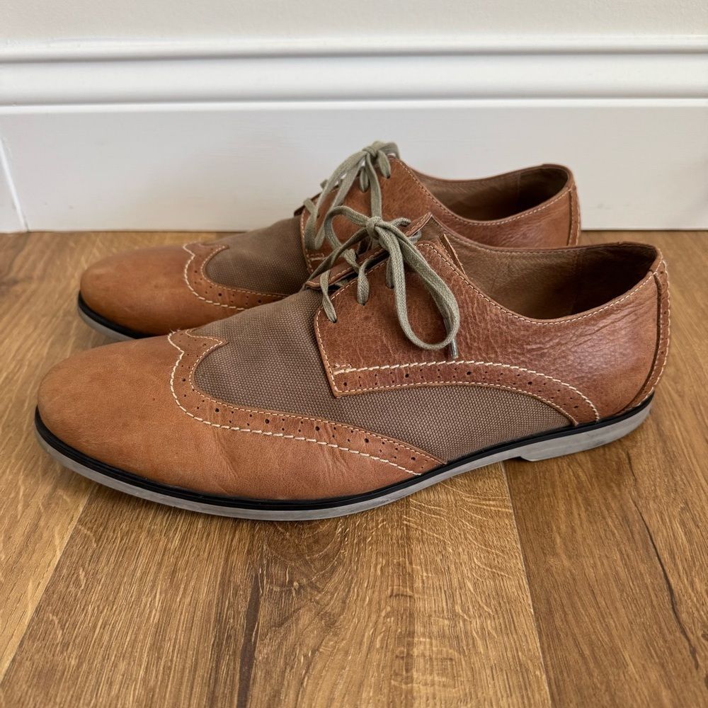 Joe's Jeans Brown Leather Lace Up Oxford Shoes with Brogue Detailing | Size 10.5